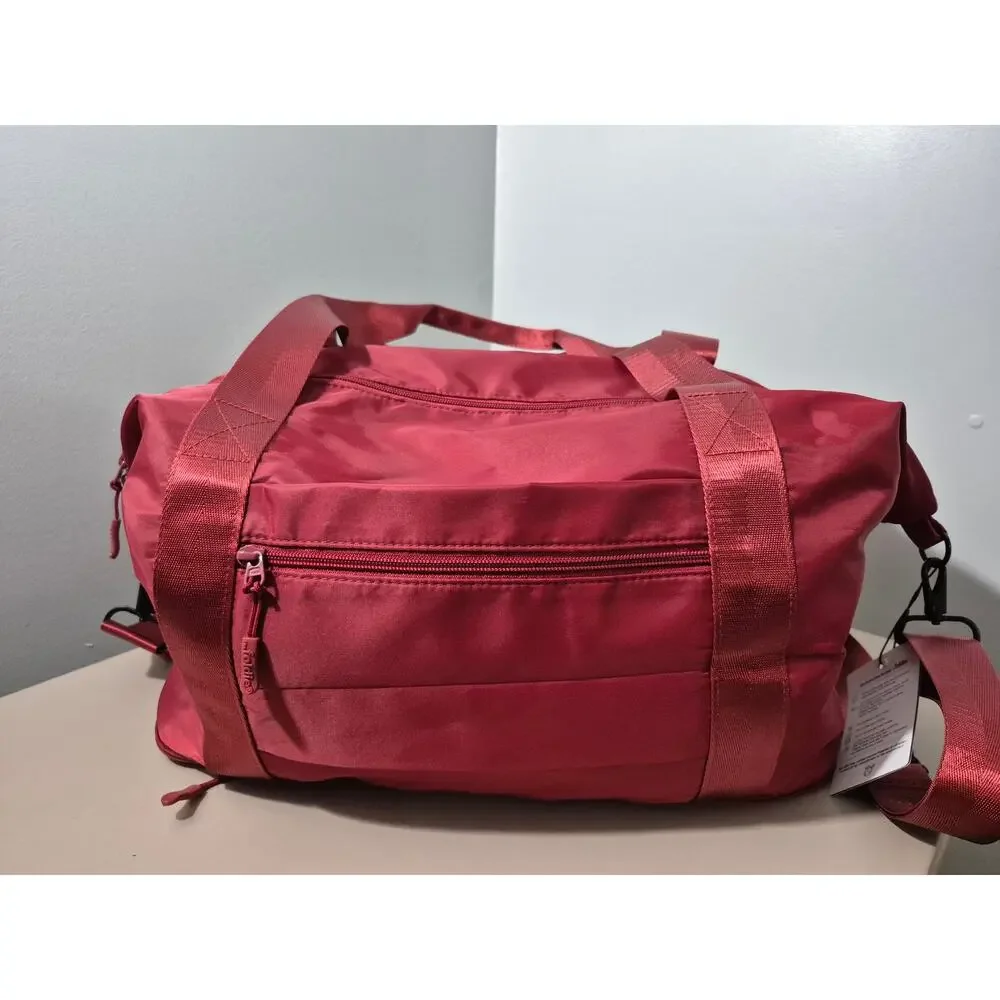 The Foldie Travel Bag NWT Burgundy Expandable Weekender Carry On Tote 40L